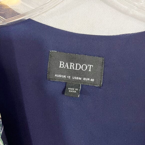 Bardot Miley Mini Floral Wrap Dress Long Sleeve Navy Feminine - Size US 8 Medium - Picture 4 of 6